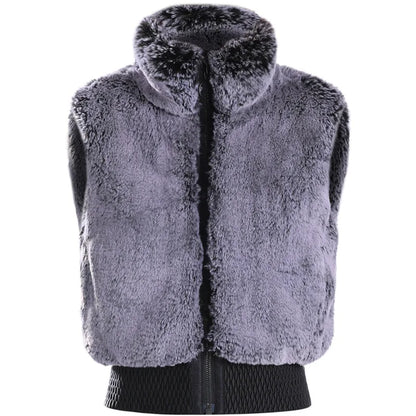 GSOU SNOW Women Fuzzy Faux Fur Vest Coat Ski Jacket Sleeveless Zip Shaggy Waistcoat Winter Daily Warm Outdoor Sport