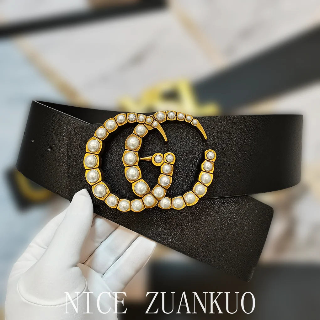 Women's Genuine Leather Belt, 26SS Italian High-end Women's Belt, with Large Logo, Fashionable and Versatile Ultra-wide Belt, 7 Cm Trendy Personalized Design,