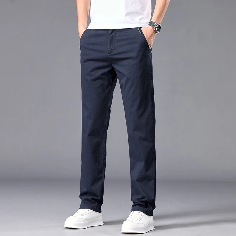 Business Straight Ice Silk Casual Pants Men Spring Summer Thin Breathable Fashion Trousers Classic Men's Clothing Luxury Pants