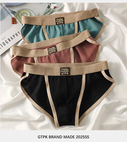 3 pcs Vintage Men High Cut Nylon Briefs ice silk Mesh Cool underpants Soft Breathable Quick Dry Mens underwear