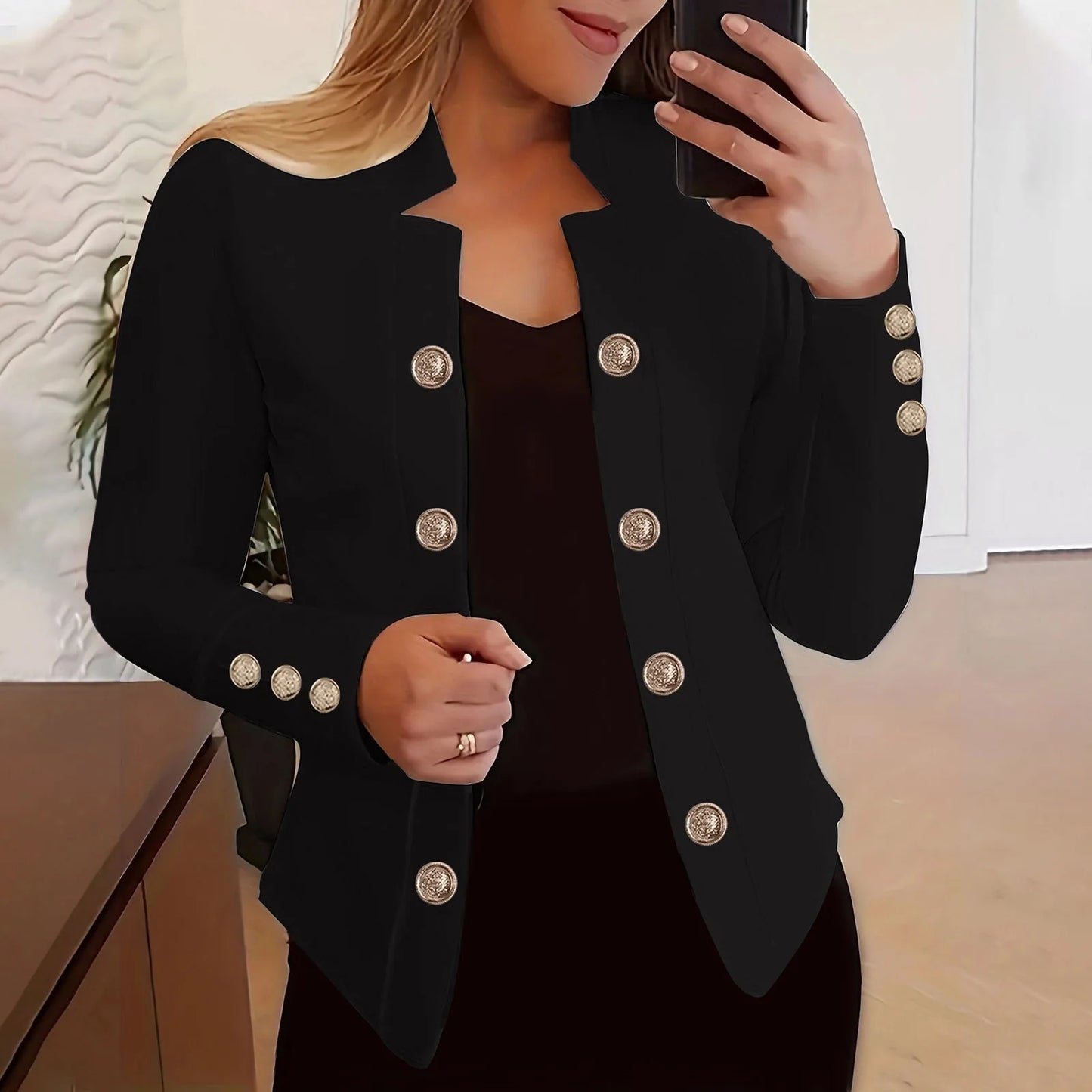 Light Womens Jacket Womens Business Casual Fall Long Sleeve Notch Cardigans Open Front Work Office Cropped куртка женская