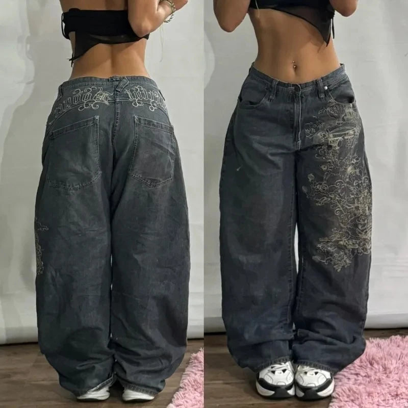 Y2K Harajuku New Punk Feng Shui Washing Old Baggy Jeans Female