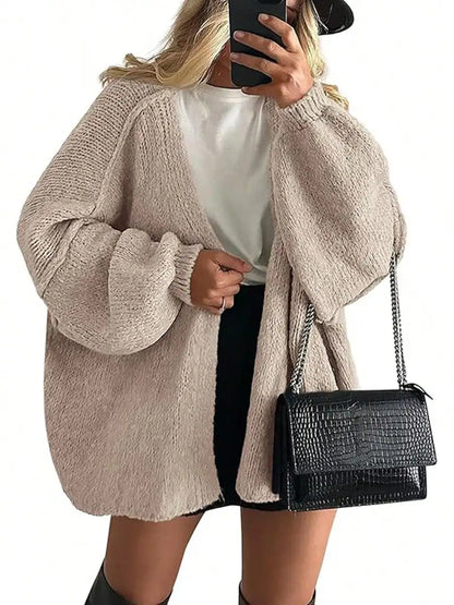 Cardigan Sweaters For Women Oversized Fall Long Sleeve Lightweight Knit Cardigans Winter Clothing Open Front Solid Color Crochet Lantern Sleeve Coat