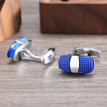 Luxury Brand Oval Shape Silver Plated Cufflinks Copper Blue French Style Shirt Cuffs Mens Wedding Party Dress Jewelry Accessorie
