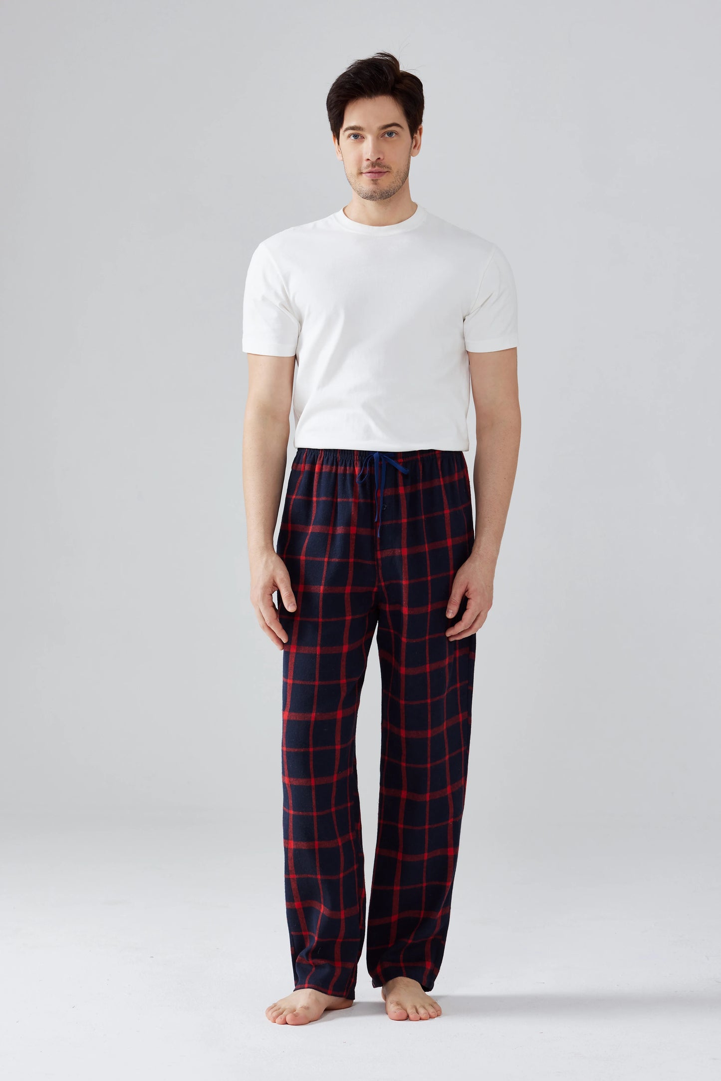 3pcs Men's Pajama Bottoms Autumn/Winter New Fashion Flannel Plaid Casual Sleeping Pants Elastic Waistband and Pocket