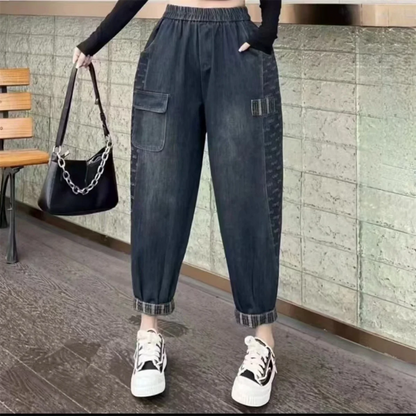 Loose Casual Harlan Jeans Women's High Waist Large Size Mom's Dad's Pants Autumn New Style Comfortable Stretch Denim Skinnies