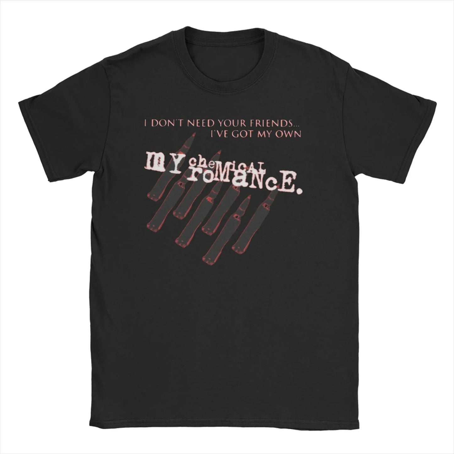 Short Sleeved Round Neck Y2k Tshirt Men Clothing New in Top & Tees Mens T-Shirt Cat Parade Band Punk My Chemical Romance
