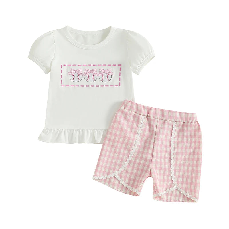 Girls Summer 2 Piece Outfits Sleeveless Floral Print Tops and Denim Shorts Sets with Bow Detail
