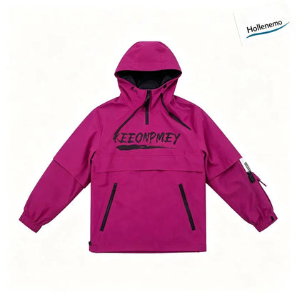 Men Women Winter Ski Snowboard Pants Cargo Multi‑Pocket Waterproof Windproof Drawstring Waist Adjustable Cuff Purple SnowTrouser