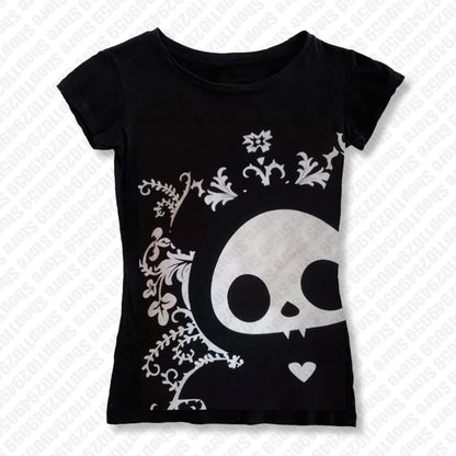 Woman Clothes for Women Baby Tees Y2k Tops Gothic Women's Cropped Female Clothing Goth Kawaii T-shirt Emo 90s Clothes Vintage