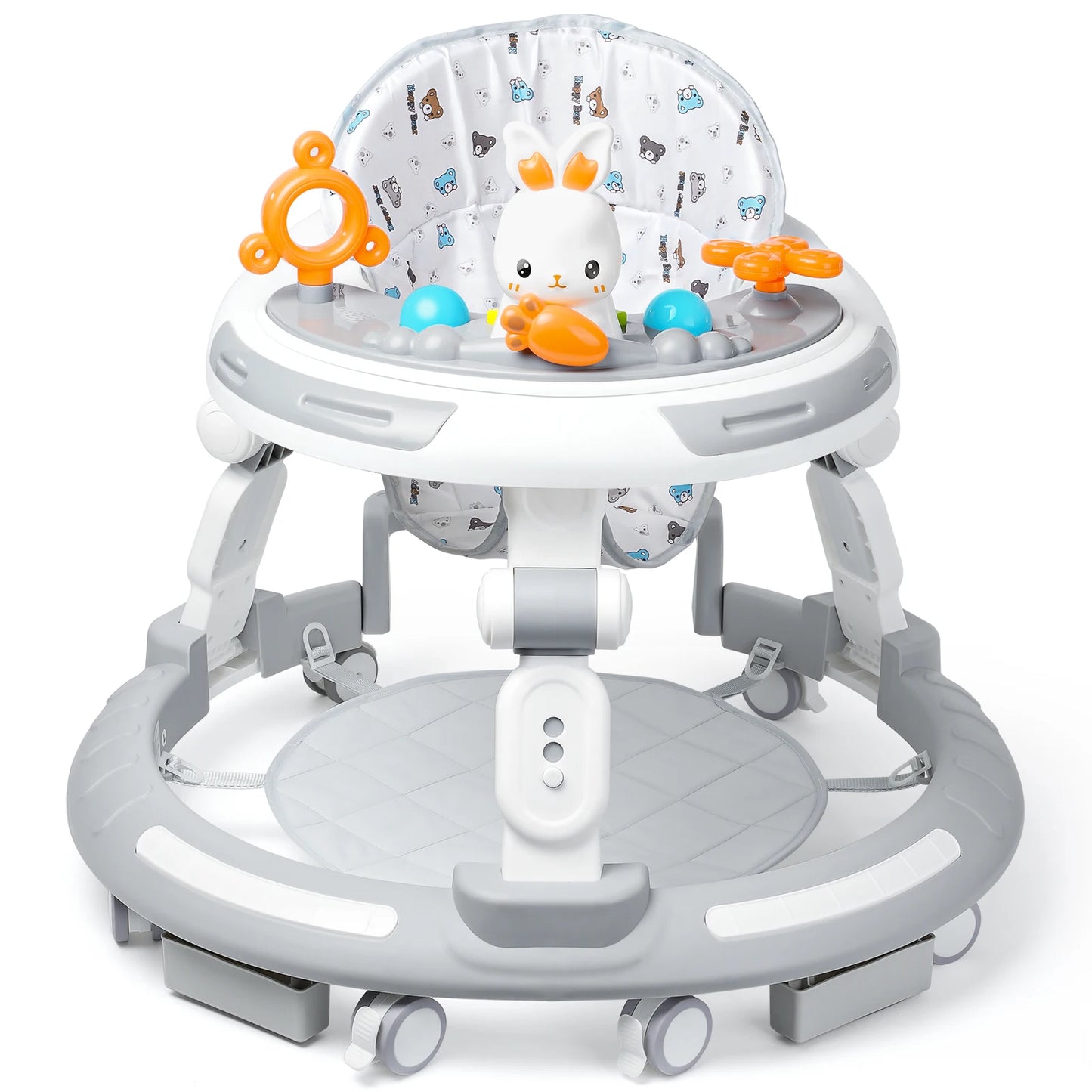 Safety-Enhanced 4-In-1 Grow-With-Me Baby Walker & Play Center - Adjustable 8 Heights, Anti-Tip Base, 8 Silent Brake Wheels