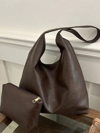Large Capacity Solid Color Women's Shoulder Bag, Multifunctional Crossbody Bag,