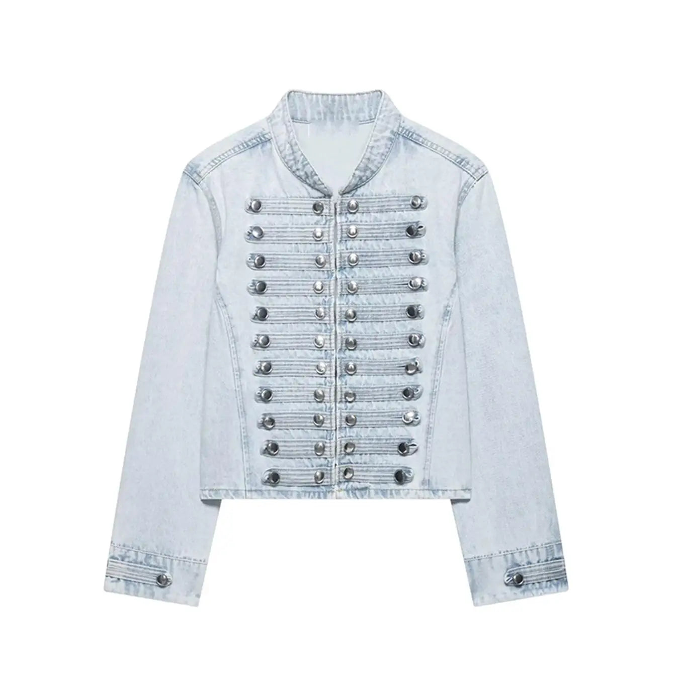 New Vintage Denim Jacket For Women Solid Round Neck Slim Fit Short Jackets 2026 Spring Lady Daily High Street Outerwears
