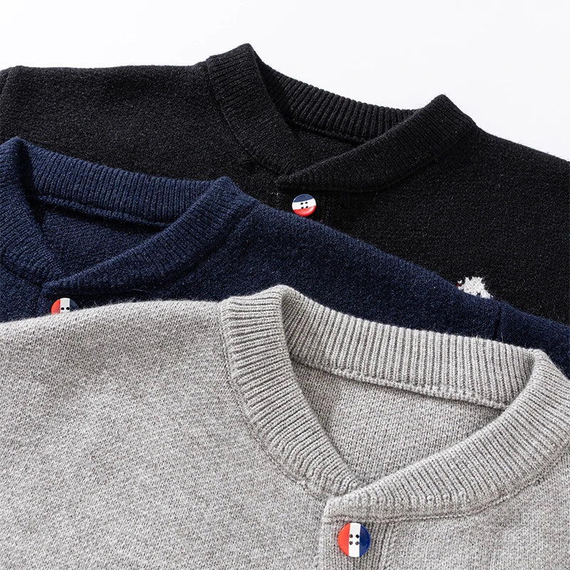 Couple Style Long-Sleeved Cardigan Knitwear Round Neck Button Striped Design High Quality Stamp Casual Fashion Keep Warm Coat