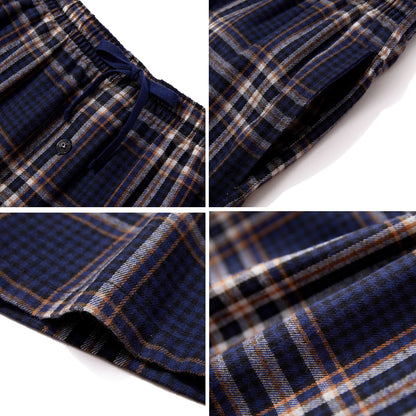 3pcs Men's Pajama Bottoms Autumn/Winter Flannel Plaid Loose Trousers Warm Homewear Pants Male Soft with Pockets Sleepwear