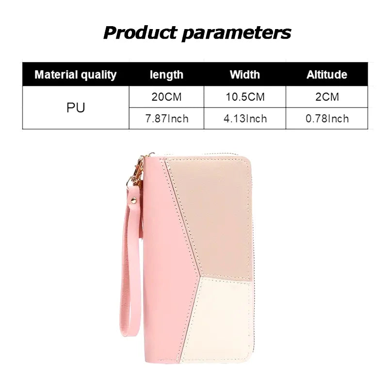 Fashion Zipper Wallets Womens Long Purses Handbags Coin Purse Cards Holder PU Leather Billfold Wallet
