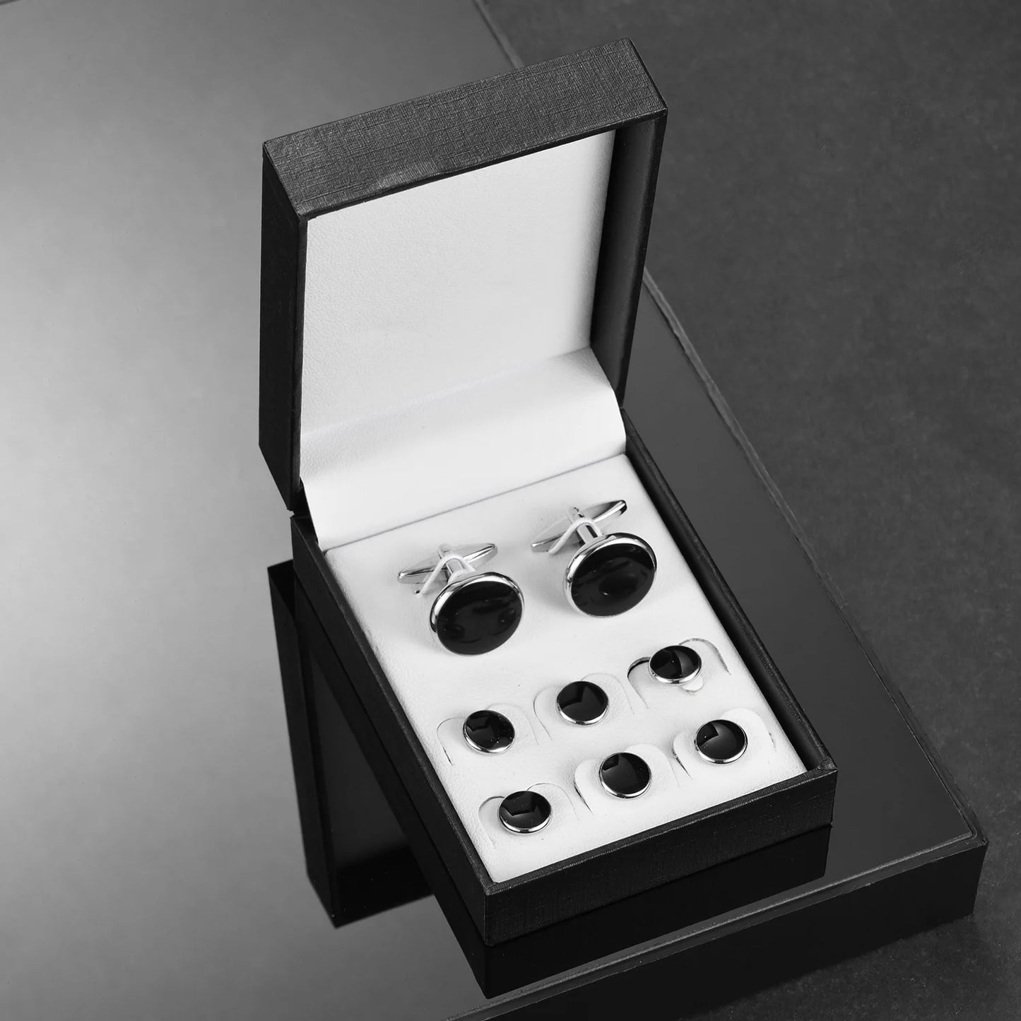 Solid Men's Cufflinks Studs Set for Tuxedo Minimalist Navy Blue Man Shirt Cufflinks for Men's Father Husband