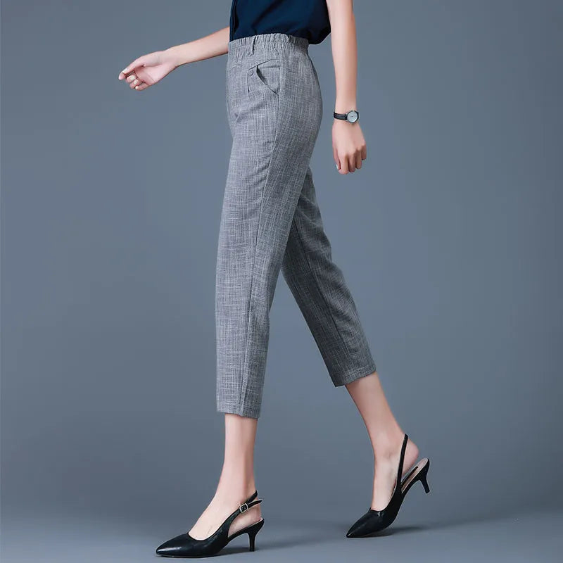 Casual Capris For Women Small Stature Thin Summer High Waisted Straight Tube Loose Fitting And Slimming Over Harun Pant