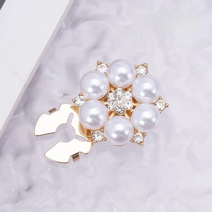 5Pcs Crystal Pearl Clip Cufflinks for Mens Luxury on Button Covers Detachable Decorative Buttons for Shirts Coats Blouses Women