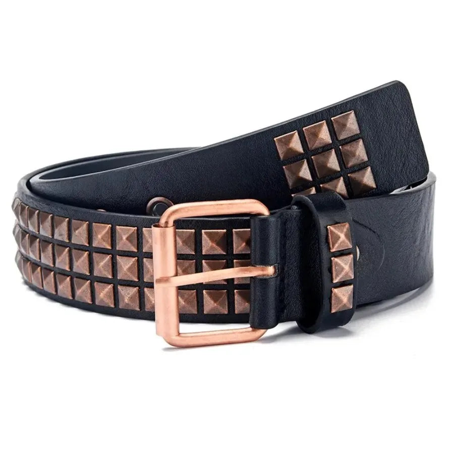 Fashion New Square Bead Rivet Belt Metal Pyramid Belt Men and Women Punk Hardware Jeans Belt Y2K Belt Designer Belt Women's Bel