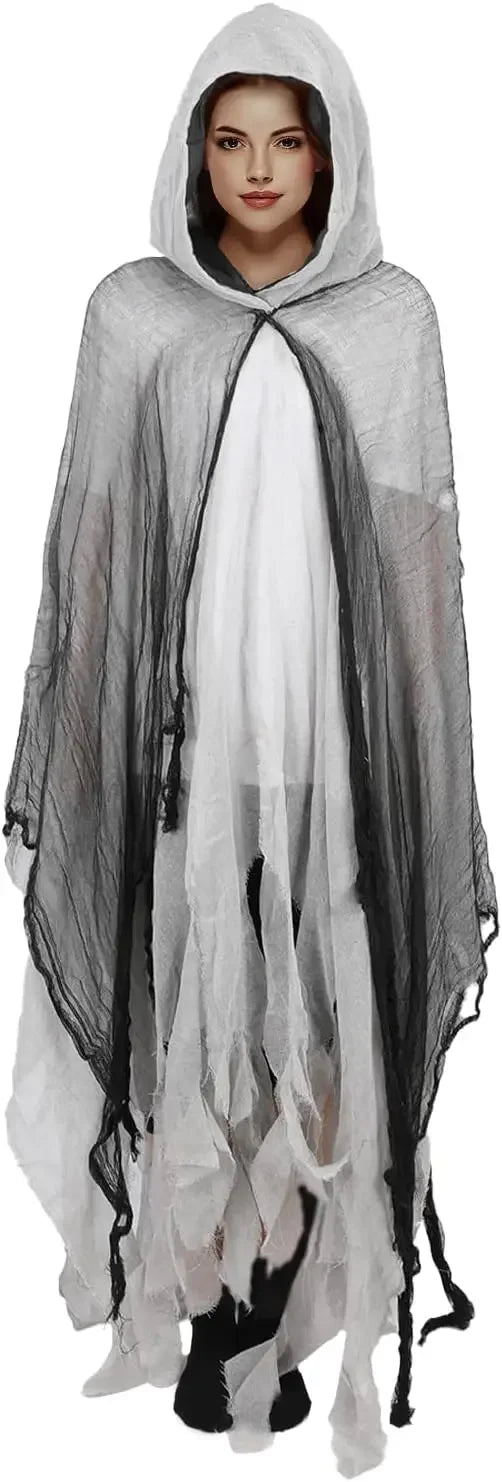 Grim Reaper Costume Cloak with Hood Dune Costume Medieval Renaissance Cloak Halloween Witch Wizard Vampire Cape Party Cosplay