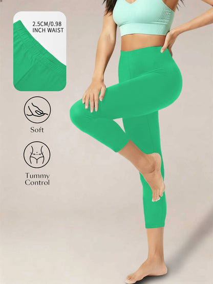 Super Soft Yoga Running Pants Women Capri Leggings No See Through Athletic Workout Home Casual Leggings