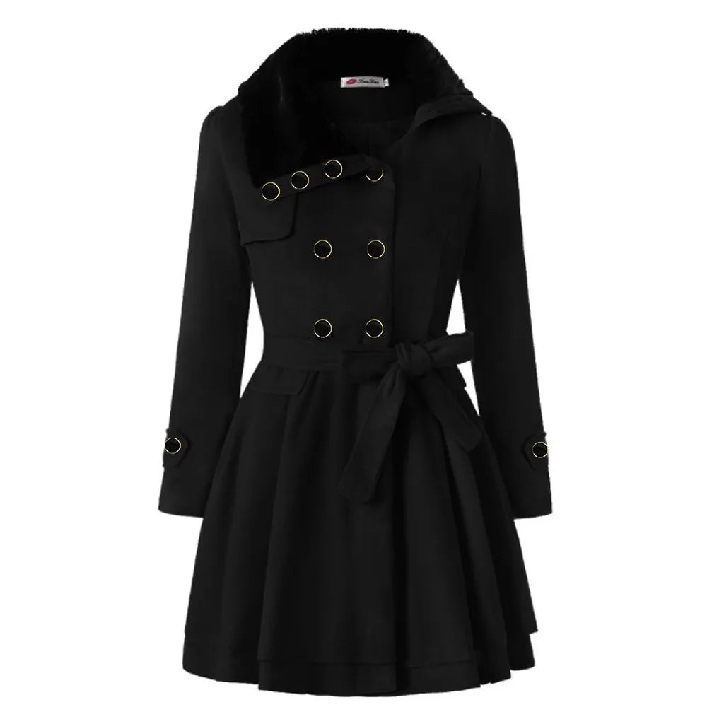 Women Vintage Woolen Windbreaker Warm Button Up Asymmetrical Hem Fleece Lapel Suit Jackets Ladies Blends Anoraks Winter Clothes