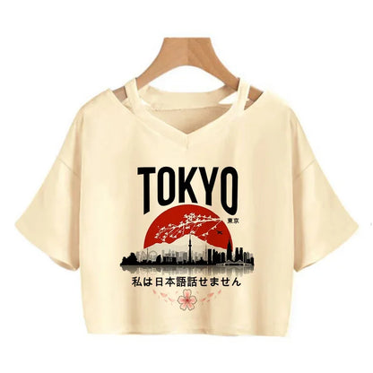 2000s Y2k Print Women Tee Shirt Harajuku Gothic Cropped Mange Tshirt Funny Graphic T-shirt Korean Style Casual Crop Tops Female