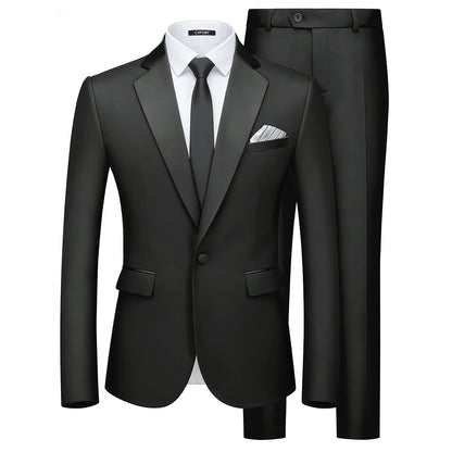 Men's Slim Fit Suit Blazer Business Wedding Party 2-Piece Jacket & Pant Suit