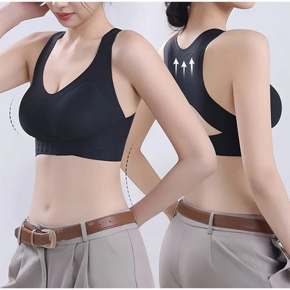 Front Cross Seamless Wireless Full Coverage Support Bra Posture Corrector Soft Gather Shape Woman Underwear Sport Sexy Lingerie
