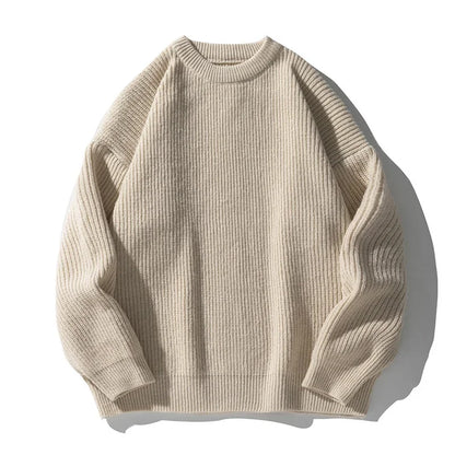 TFETTERS Brand Black Knitwear for Men Baggy 2026 Winter New Polyester Japan Sweaters Male Retro O Neck Classics Couples Clothing