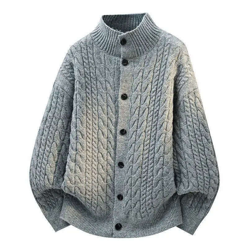 Legible Autumn and Winter Casual Sweater Men Loose Knitted Cardigan Male Round Neck Collar Sweatercoats Man