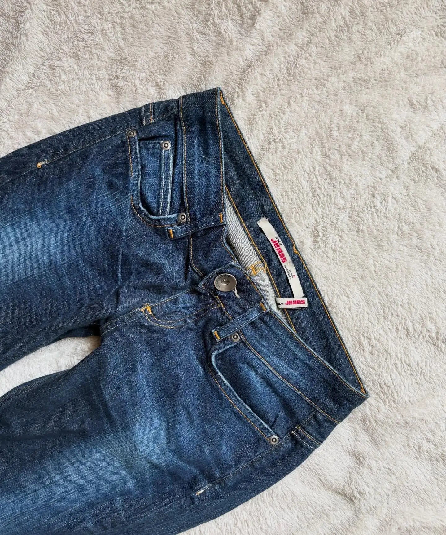 Women Retro Pants Basic Slim Fit Deep Blue Bootcut Jeans Casual Low Waist