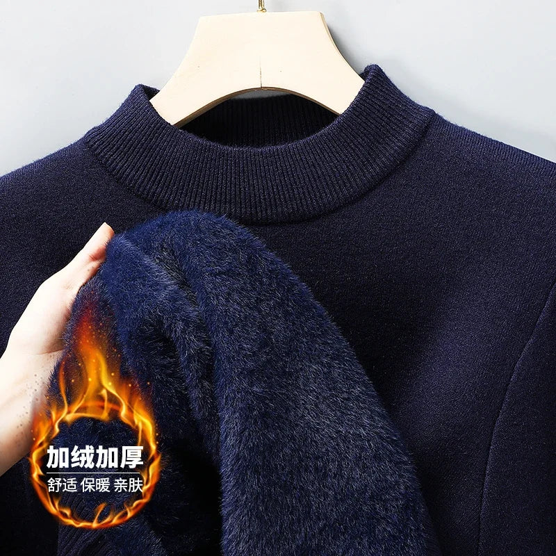 Half Turtleneck Knitwear Sweater New Autumn/Winter Mock Neck Sweatshirts Solid Color Pullovers Man Brand Casual Mens Clothing