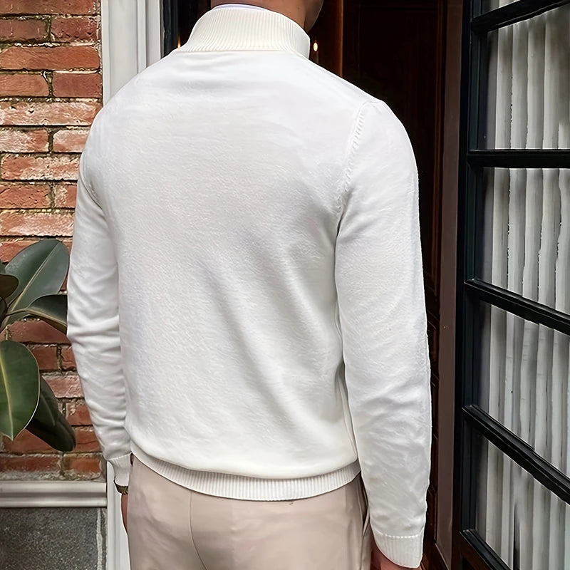 Spring Autumn Men's Sweater Quarter Zip Up Slim Fit Jumpers Business Polo Shirt Knit Half Turtleneck Pullover Sweater Knitwear