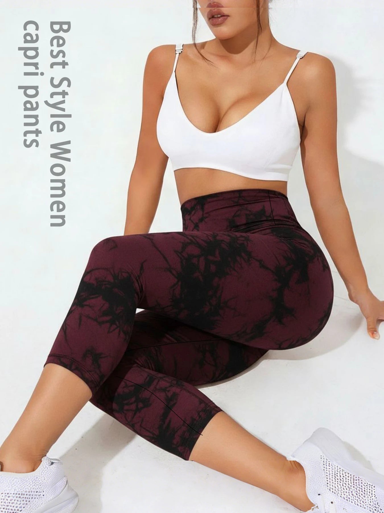 Women's High Waisted Capri Pants Super Soft Tummy Control No See Through Workout Yoga Running Athletic Gym Leggings