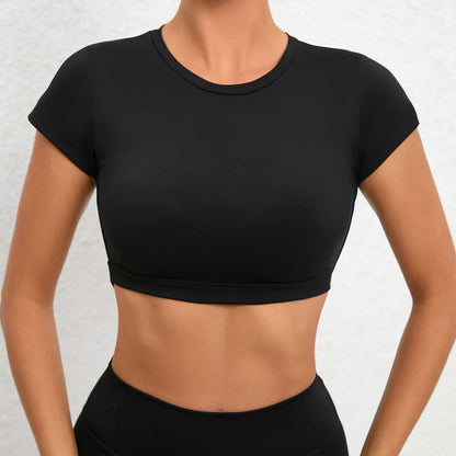 Hearuisavy Summer Sports Shirts Breathable Workout Tops Fitness Sportswear Backless Yoga Clothing Sport Crop Tops Women Gym Top