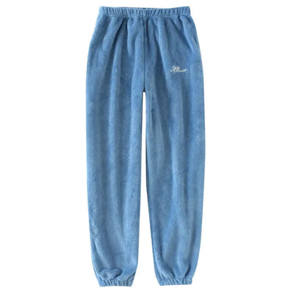 Couples' autumn and winter warm pants home pants ladies pajamas bottoms flannel thick coral fleece couple pants men