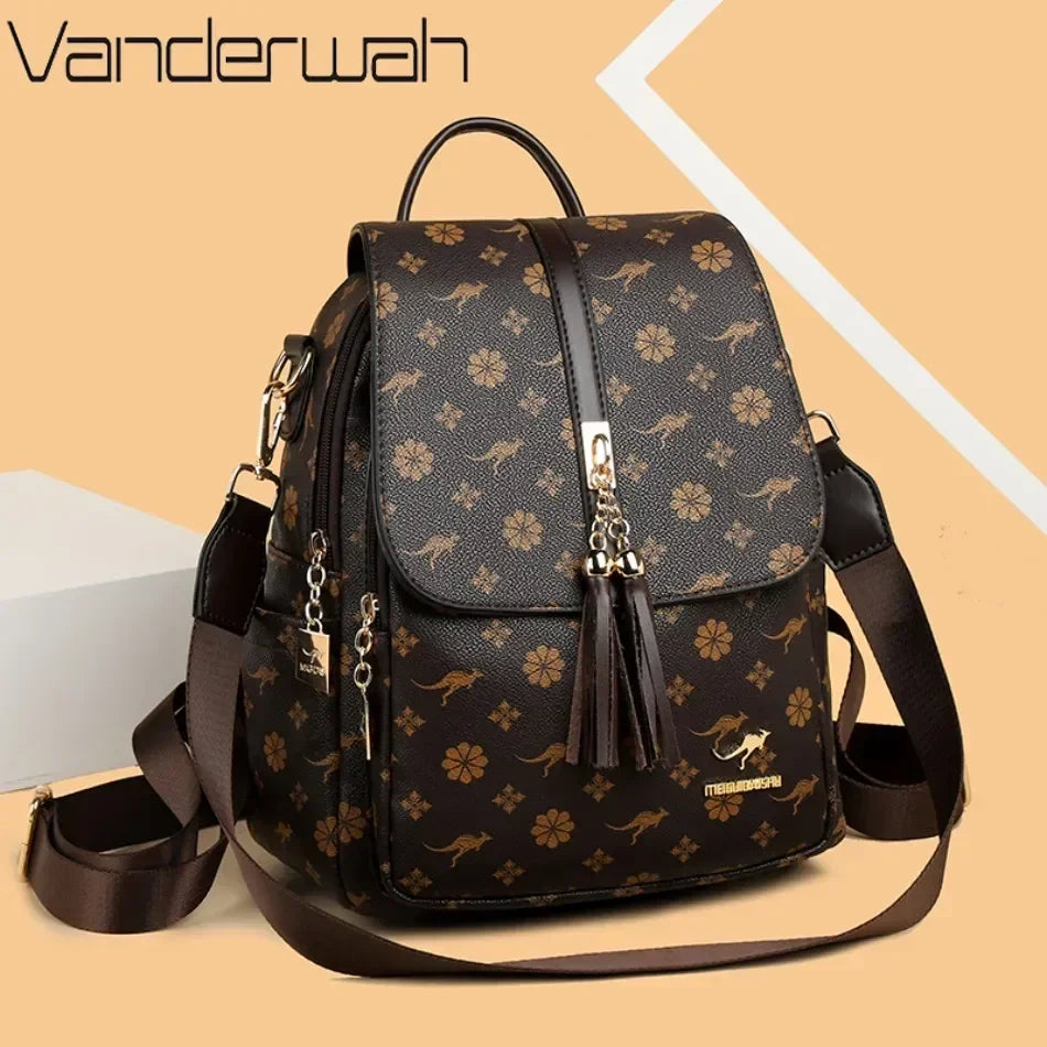 Ladies Backpack Designer High Quality Leather Women Bag Luxury Fashion Printing Large Capacity Backpacks Sac
