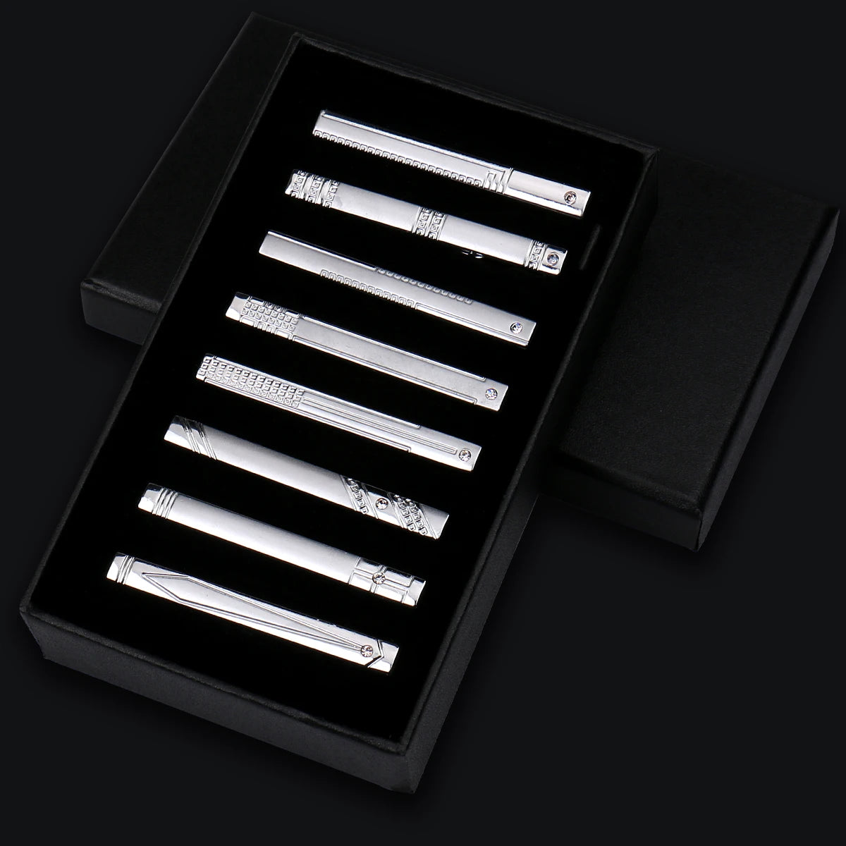 Luxury Men's Tie Clips Set Gifts Box Hight Quality Tieclip Business Accessories Suit 8 Pieces Set Multiple Styles Gifts For Men