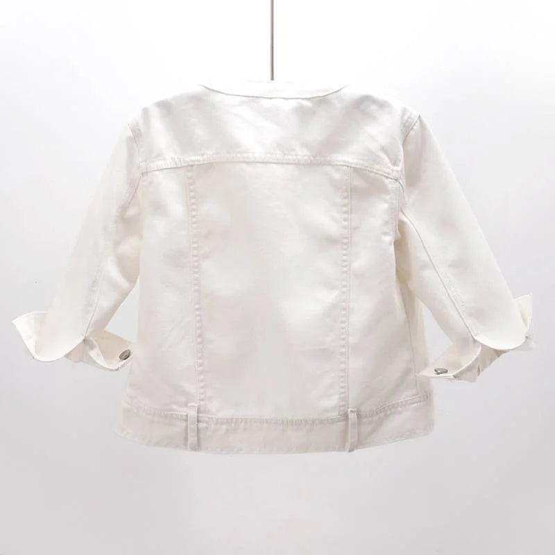 Summer White Short Women Denim Jacket Thin Slim Outerwear Half Sleeve Jeans Jackets Female