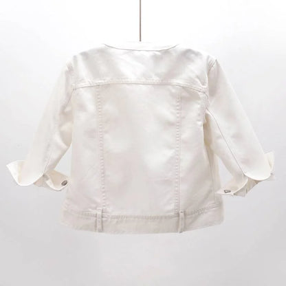 Summer White Short Women Denim Jacket Thin Slim Outerwear Half Sleeve Jeans Jackets Female