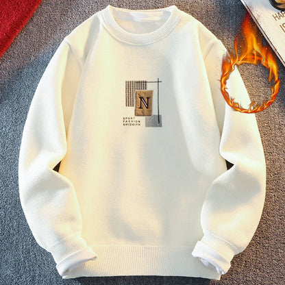 Men's Casual Sweater Thick Fleece Jumpers Knit Top Clothes  Crew Neck Knitted Pullovers Fashion Sweatshirts