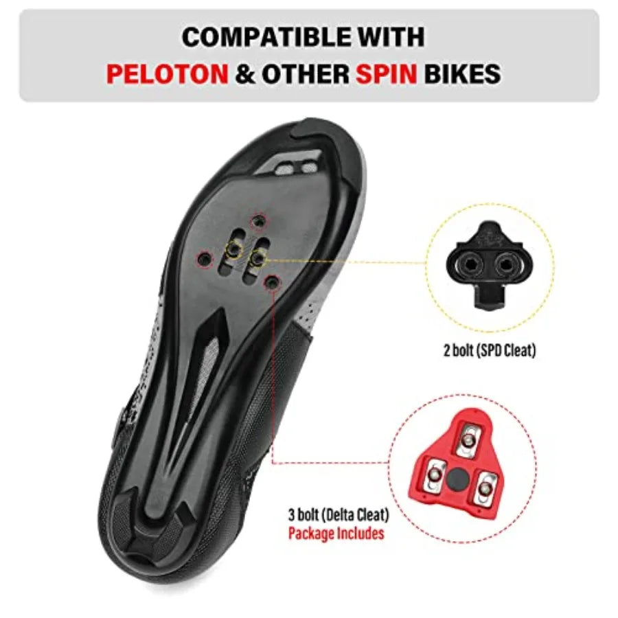 Unisex Cycling Shoes Designed for Indoor Road Riding on Peloton Bike with SPD Compatibility Featuring Delta Cleats Included for