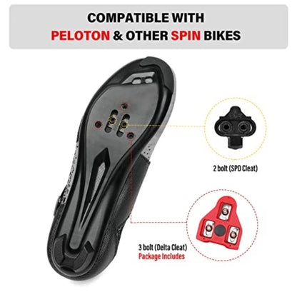 Unisex Cycling Shoes Designed for Indoor Road Riding on Peloton Bike with SPD Compatibility Featuring Delta Cleats Included for