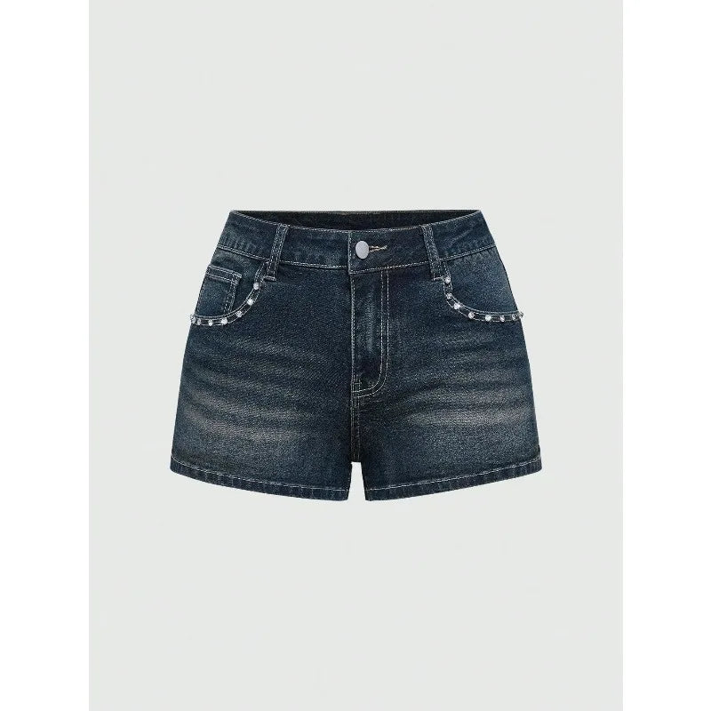Summer Korean Sexy Low Waist Women Denim Short American Lady Y2K Elastic Slim Cotton Hot Jorts Female Embroidery Wrapping Jeans