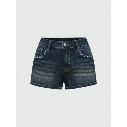 Summer Korean Sexy Low Waist Women Denim Short American Lady Y2K Elastic Slim Cotton Hot Jorts Female Embroidery Wrapping Jeans