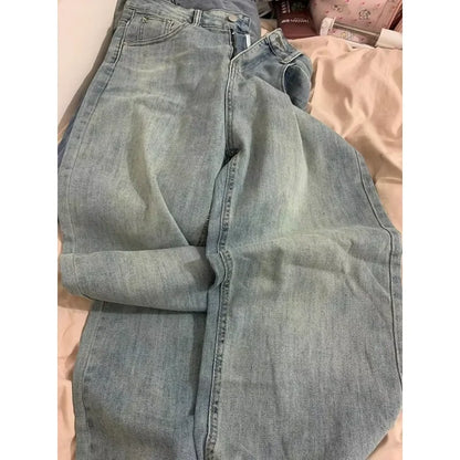 Womens High Waist Loose Jeans Straight Wide Leg Trousers Autumn Winter New Bootcut for Pear Shape Body Comfort Fit
