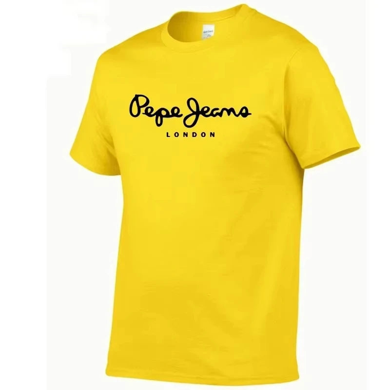 2026 New Pepe Jeans London Logo T-Shirt, Summer Men's Short-Sleeve Trendy Fashionable Pure Cotton Top, Street Style T-Shirt Clot