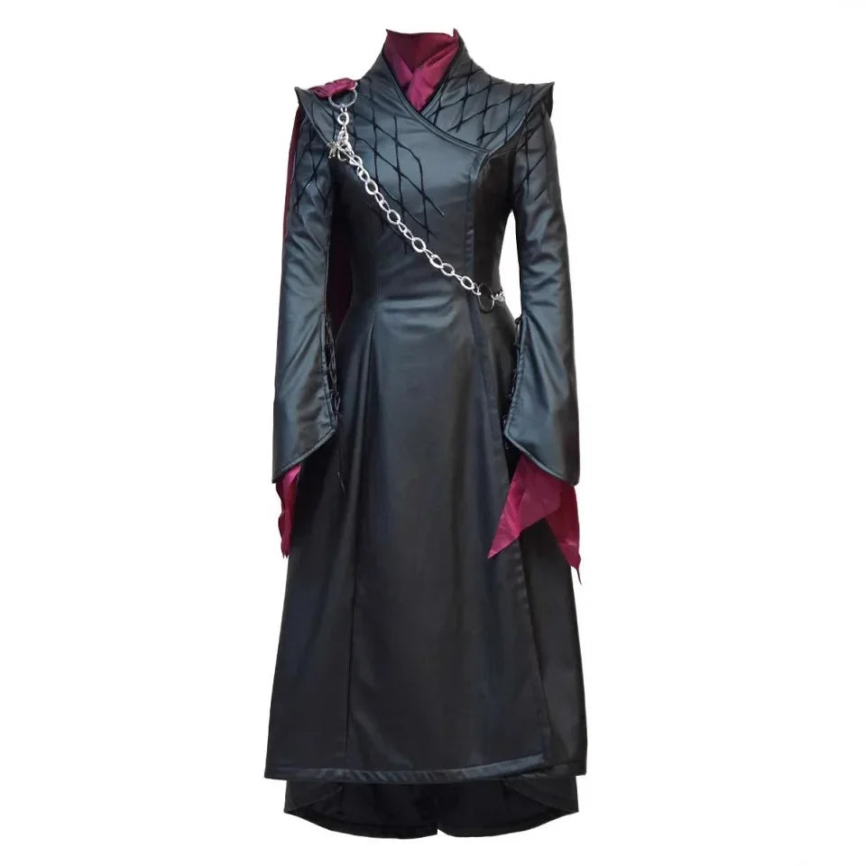 Women Queen Cosplay TV House Dragon Daenerys Cosplay Costumes Black Dress Uniforms Outfit Or Wig